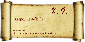 Kuppi Iván névjegykártya